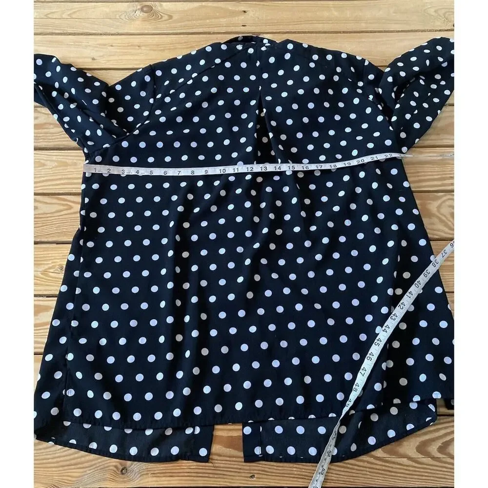 Susan Graver Dot Button Up Top Size XL Women’s Black - Picture 6 of 7